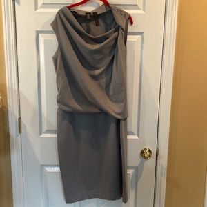 Lukastyle Gray Dress w/one Shoulder Twist Sz L